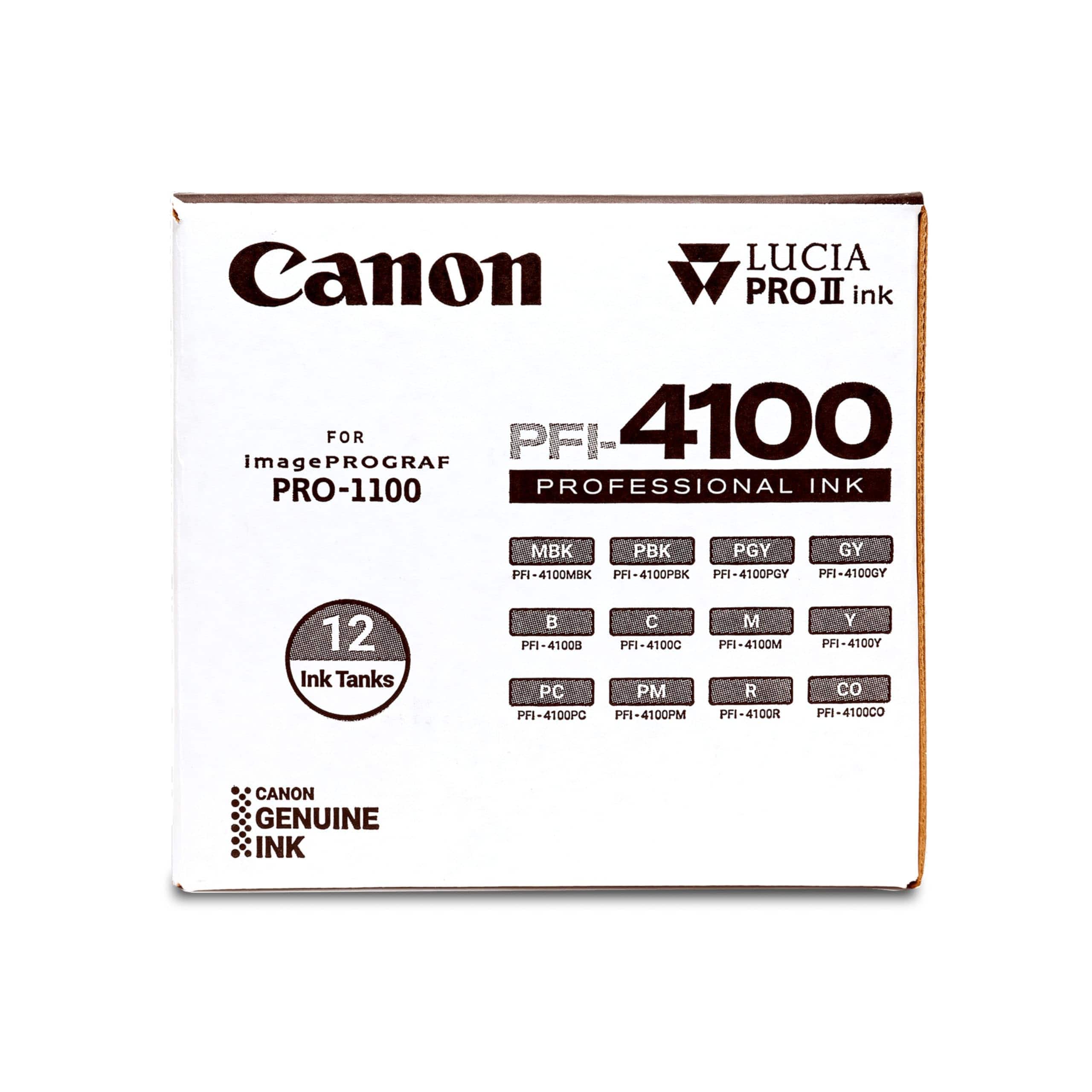 Canon - Lucia PRO II PFI-4100 Original Inkjet Ink Cartridge - Value Pack - Matte Black, Photo Black, Gray, Photo Gray, Blu