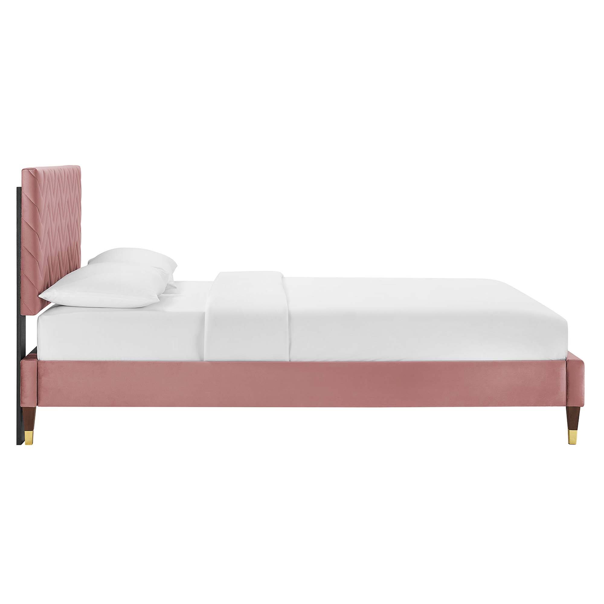 Back. Modway - Maven Queen Size Fabric Upholstered Platform Bed - Ivory.