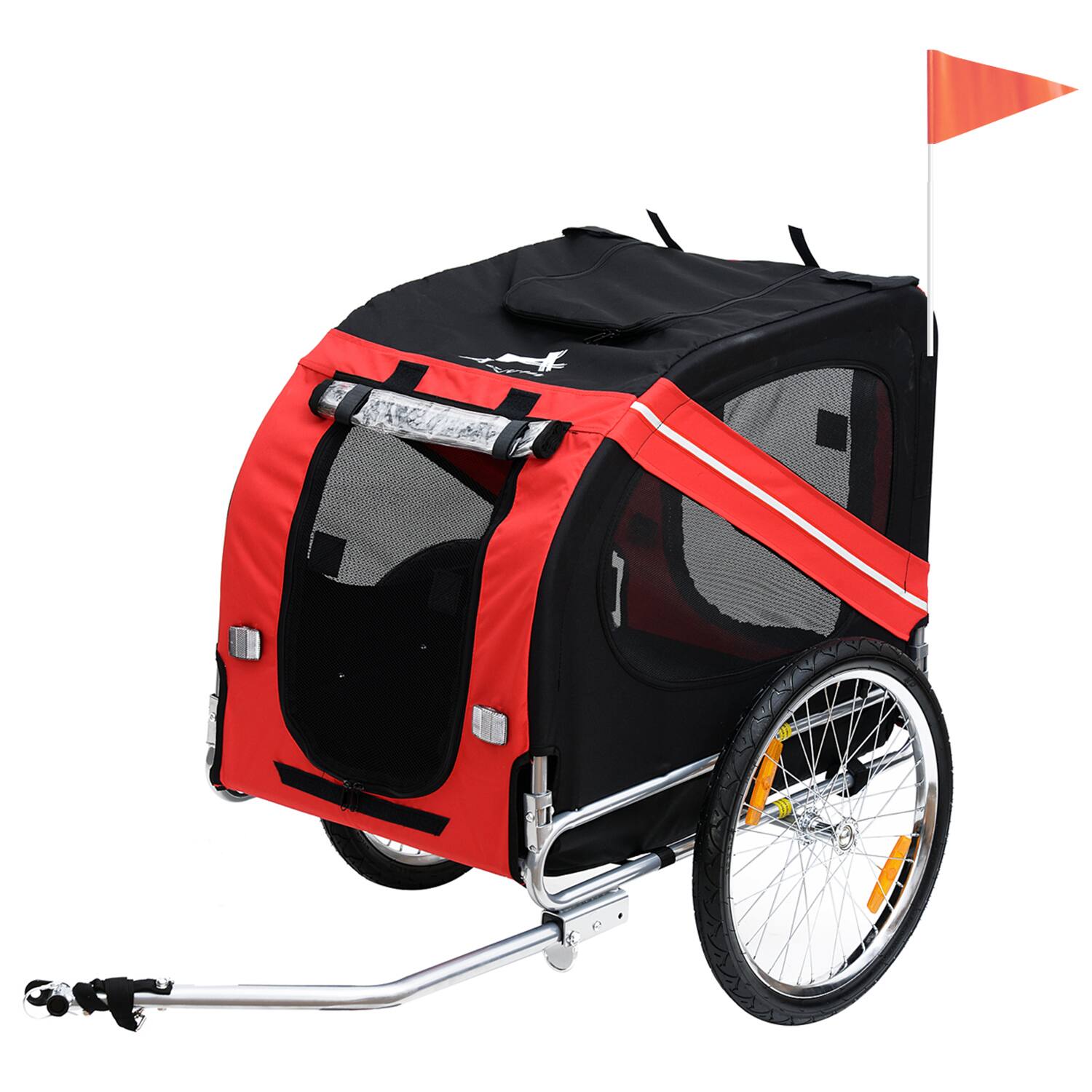 Alt View 6. Siljoy - Red/Black Dog Bike Trailer with 3 Entrances & Large Off‑Road Wheels, Pet Carrier for Dogs Up to 44 lbs.