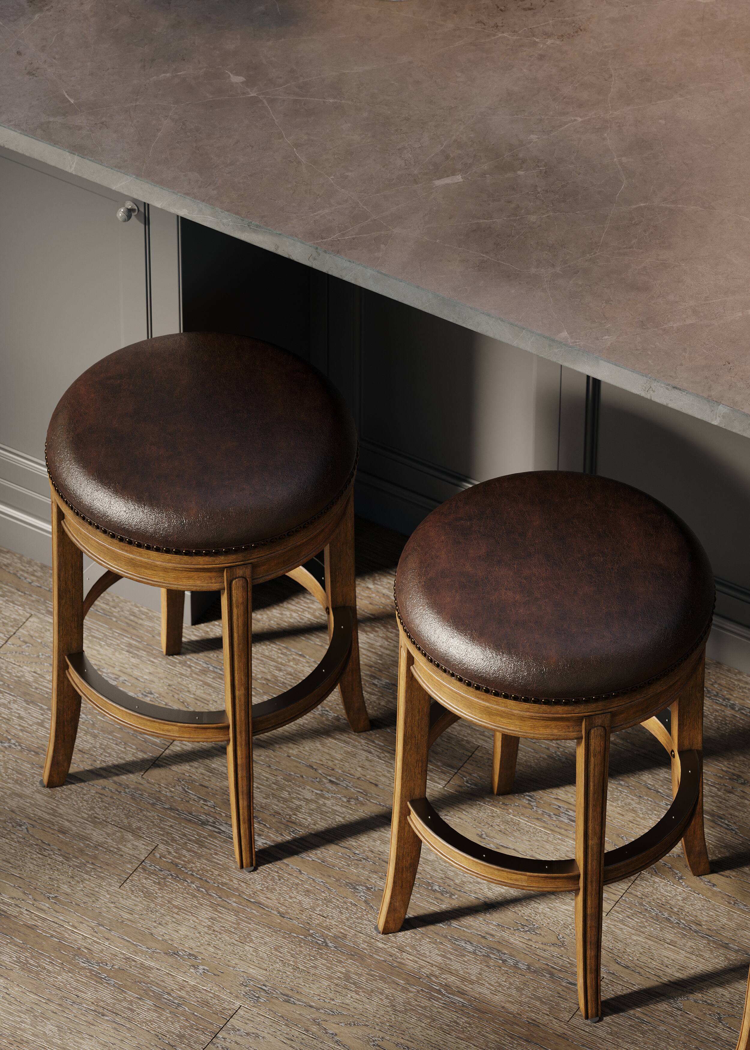 Angle. Maven Lane - 30" Alexander Backless Bar Stool in Walnut Finish with  Vegan Leather - Walnut.