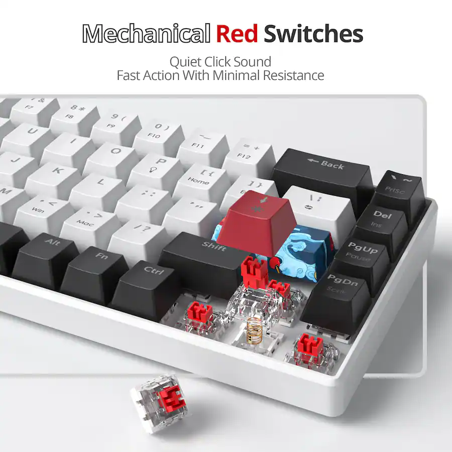 Cedar Assembly Gaming Mechanical Led Backlit Compact Wired With Red For ...