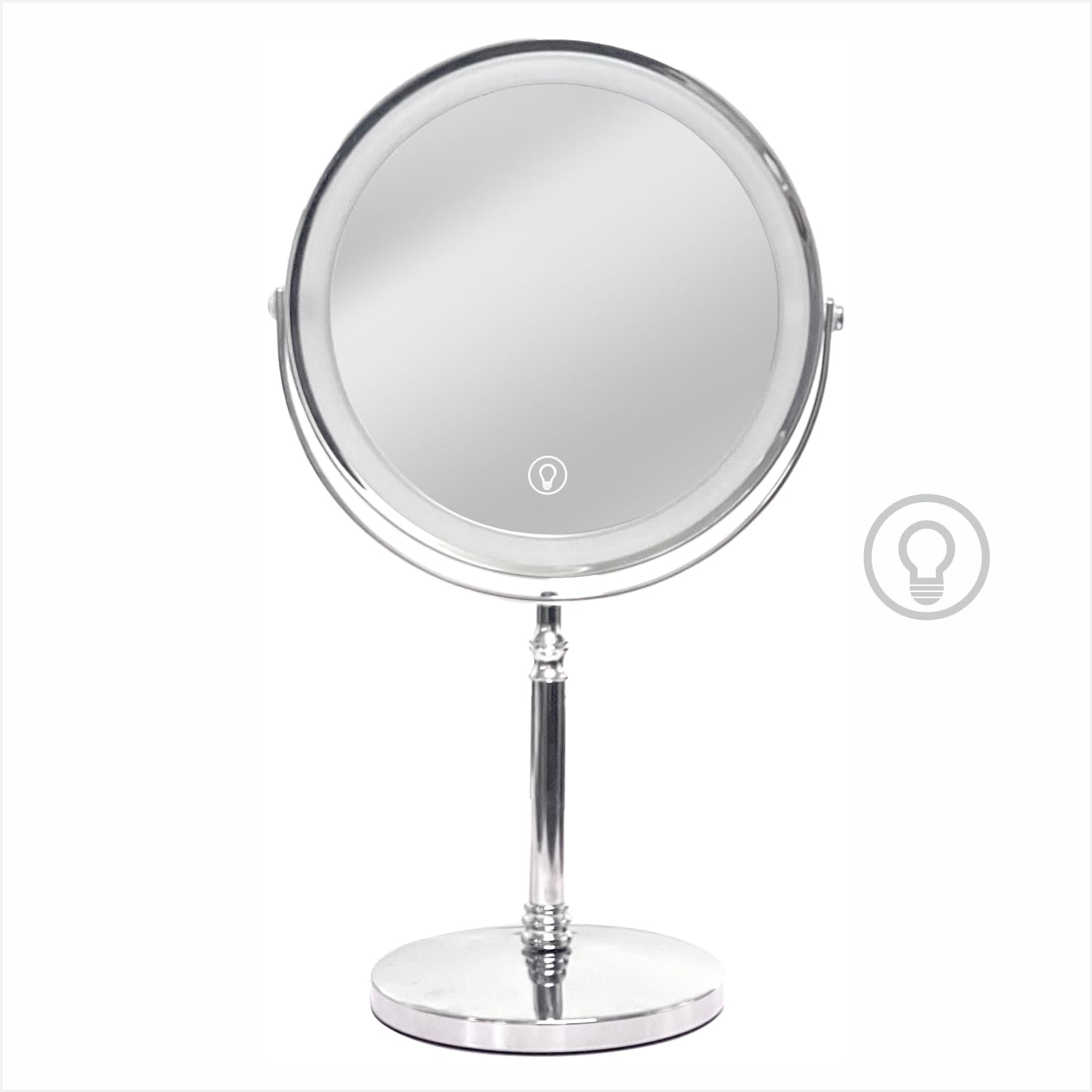 Front. Hanke - Makeup Mirror With Lights 8 Inch 1x 10x Rechargeable Double Sided Magnifying 360 Rotation Led - Default.