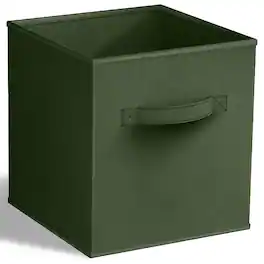 Sorbus - Fabric Storage Cube, 11-Inch Foldable Storage Bin with Handle for Closet, Pantry, Cubbies, Toys & Bath (1-Piece) - Dark Green