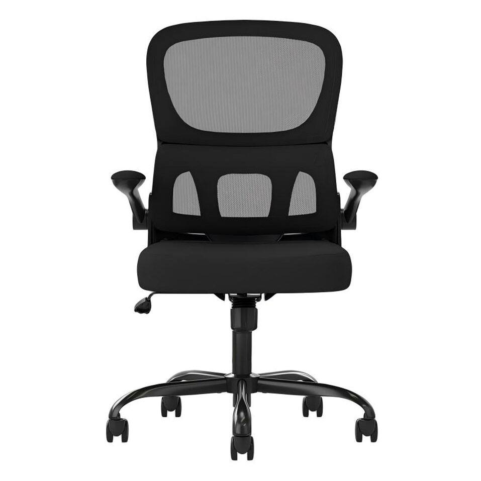 Ecooso - Office Chair, Ergonomic Mesh Computer Chair with Adjustable Lumbar Support and Flip Armrests for Home Office Use - Black