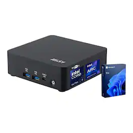 MSI - Cubi NUC AI Business Desktop - Intel Core Ultra 7 155H with 64GB DDR5 RAM - 1TB SSD - Copilot - Windows 11 Pro - Black