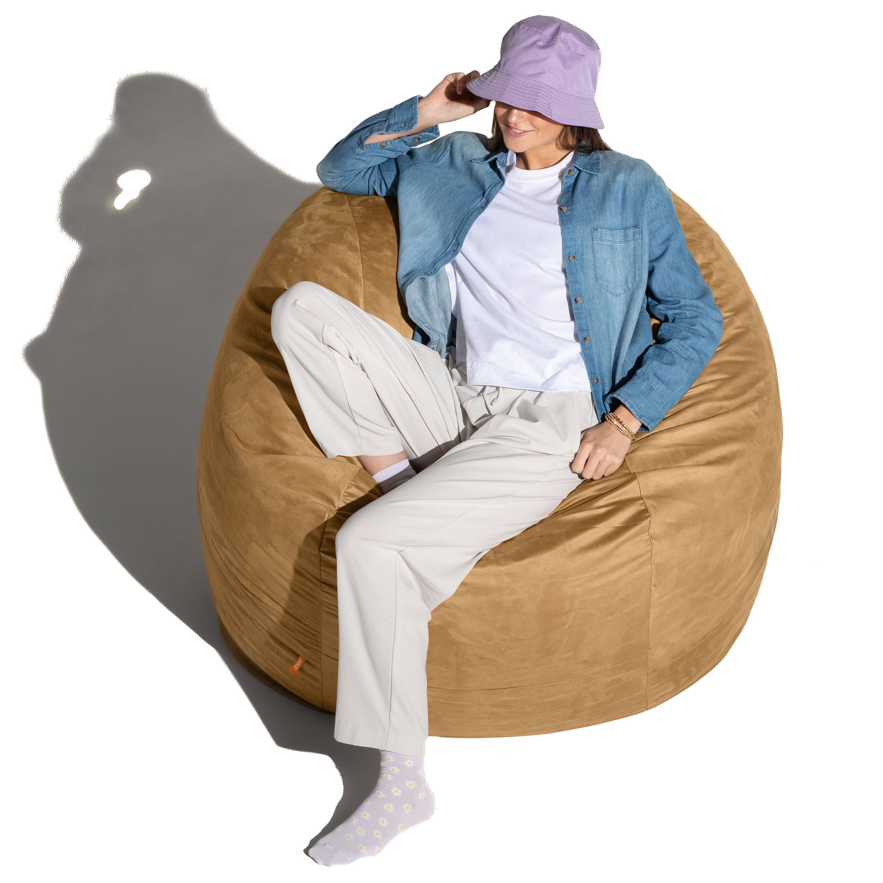 Alt View 4. Jaxx - Jaxx 4 ft Round Bean Bag Chair for Adults, Camel - Camel.