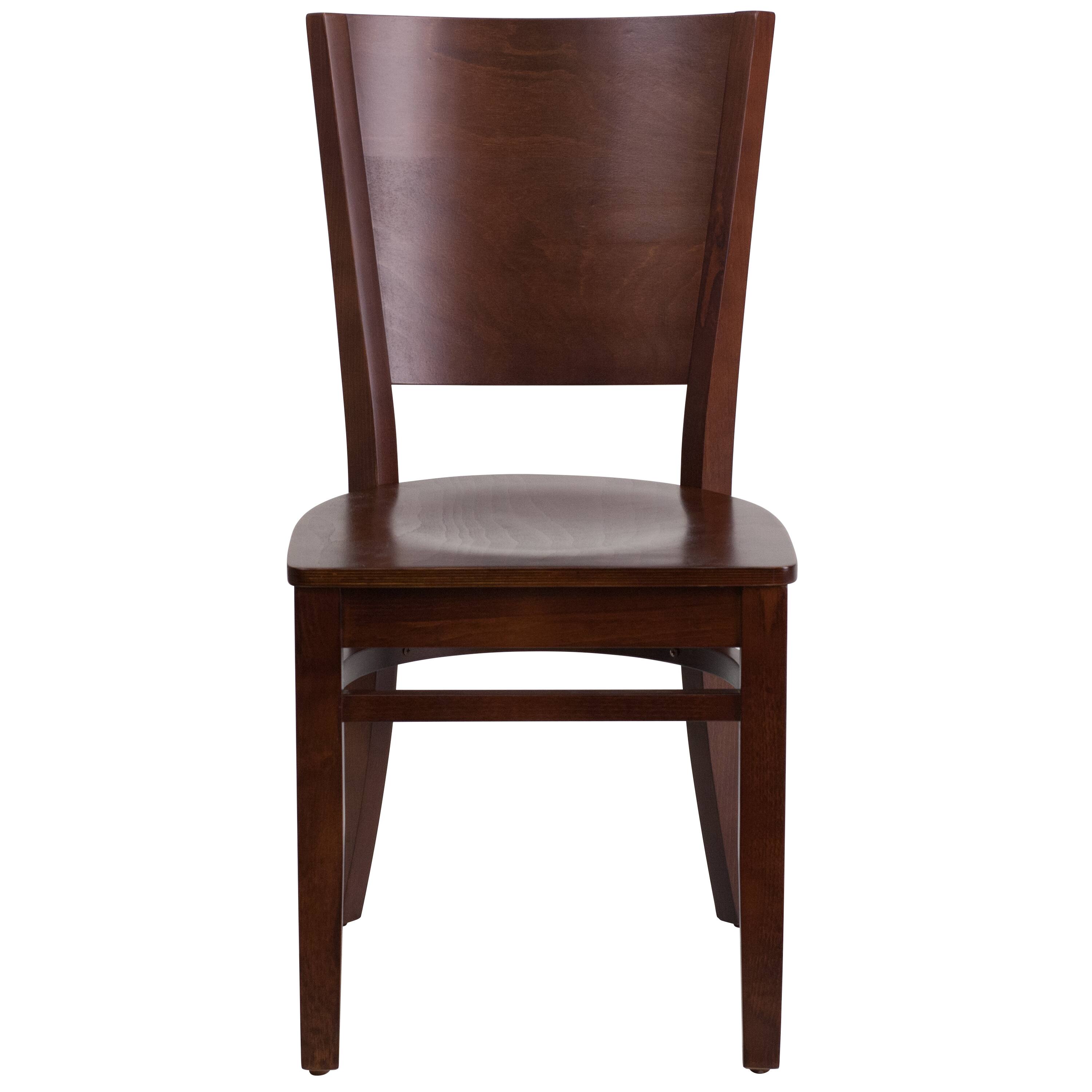 Alt View 5. Emma + Oliver - Solid Back Wooden Restaurant Dining Chair - Walnut Wood Seat/Walnut Wood Frame.