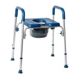 Emma + Oliver - Height Adjustable Portable Heavy Duty Commode and Shower Chair - Blue