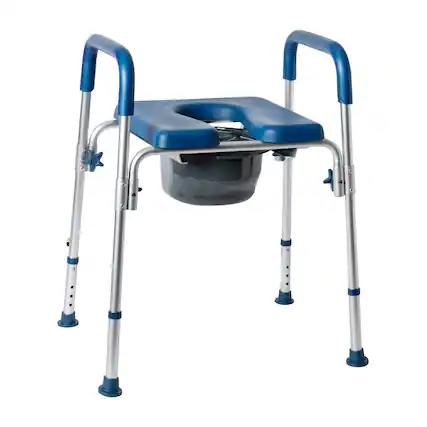 Front. Emma + Oliver - Height Adjustable Portable Heavy Duty Commode and Shower Chair - Blue.