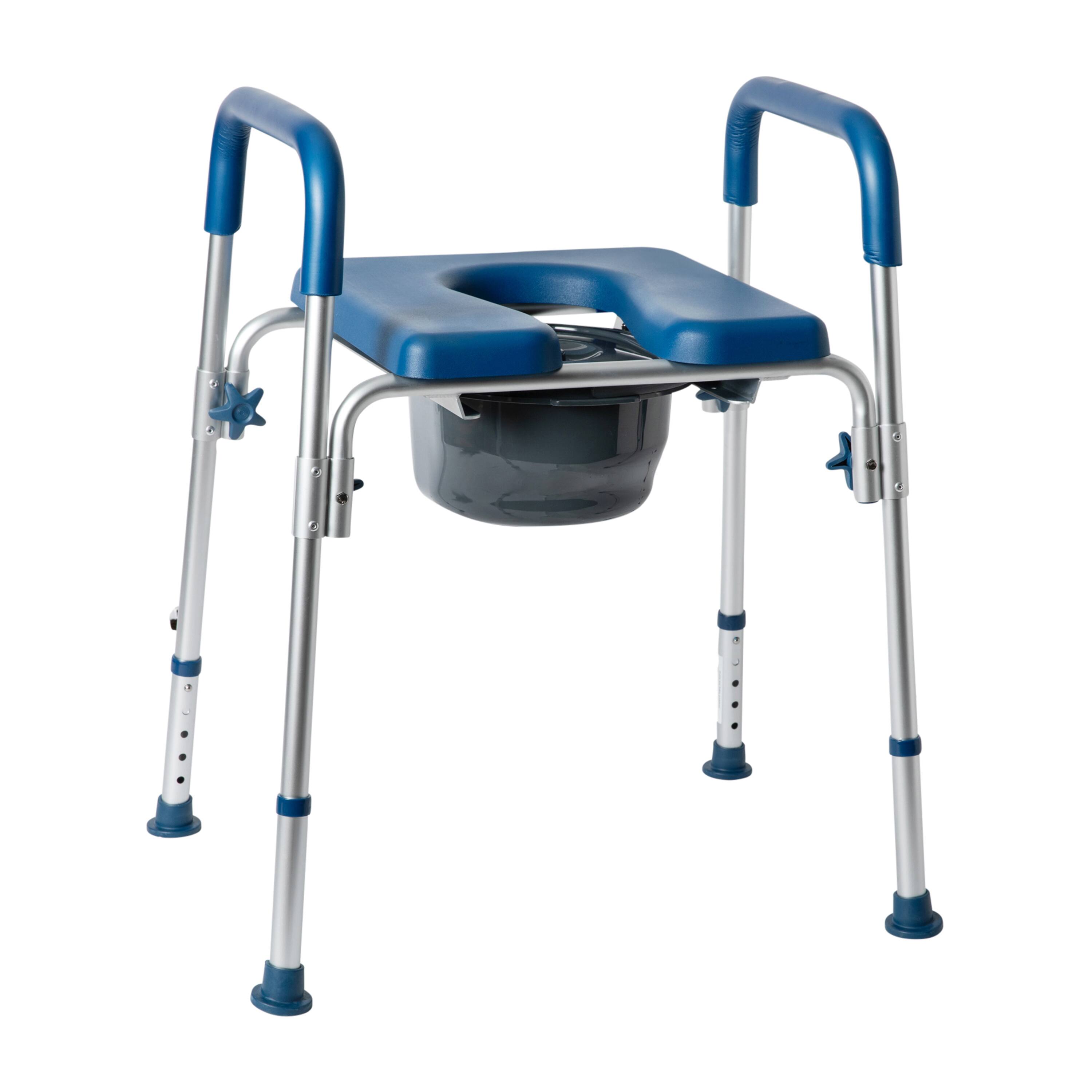 Front. Emma + Oliver - Height Adjustable Portable Heavy Duty Commode and Shower Chair - Blue.