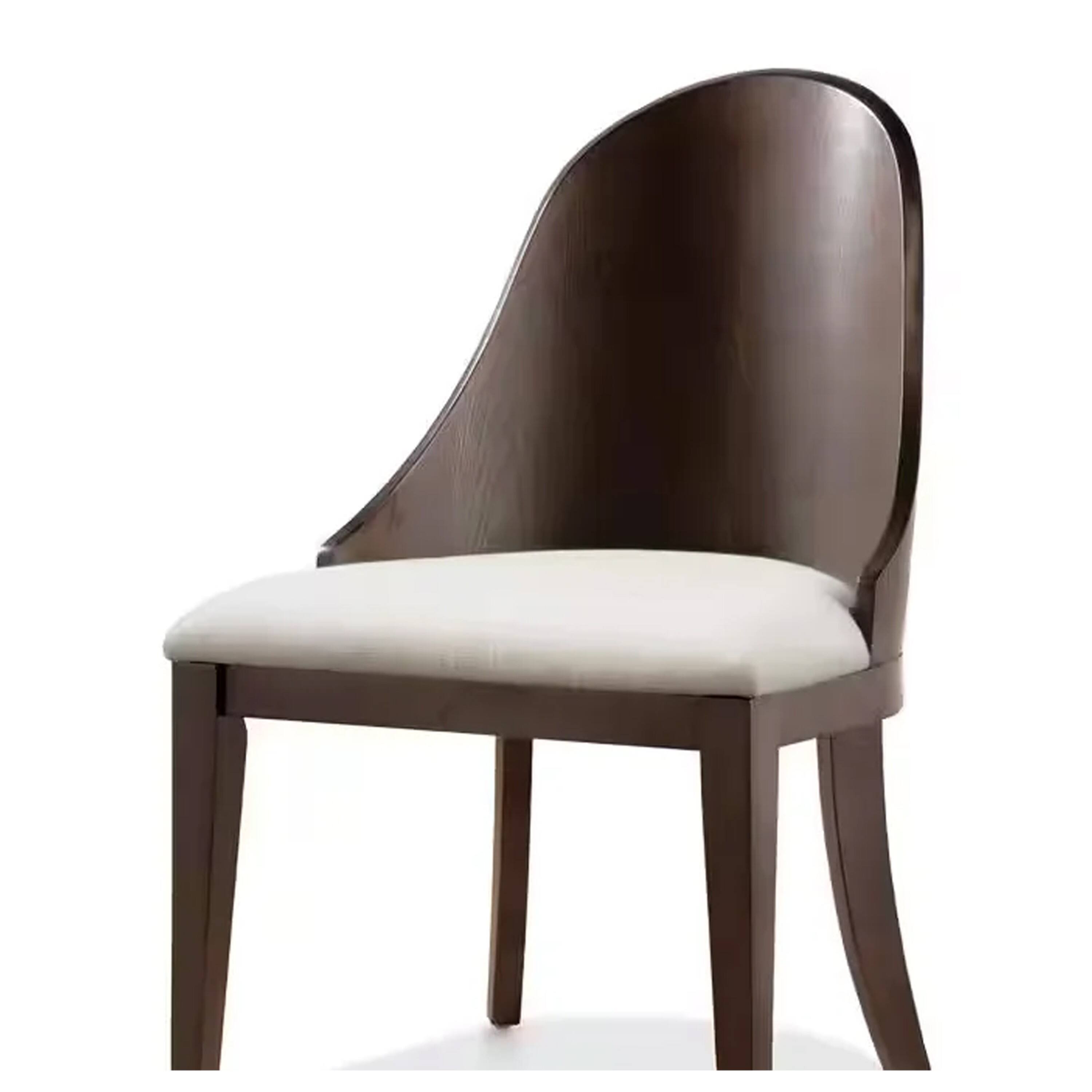 Alt View 2. Manhattan Lane - Mordy Side Dining Chair Set of 2, Curve Panel Back - Dark Walnut Brown, Off-White.