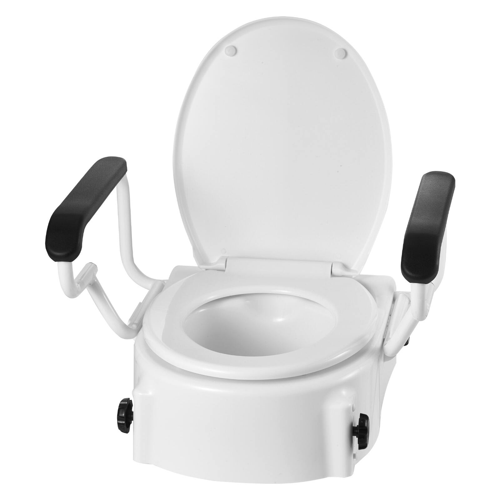 Alt View 5. VEVOR - Raised Toilet Seat with Arms, 300 lbs Load Capacity, 3-Level Adjustable Height, Widened Commode Elevated Toilet Seat - White.