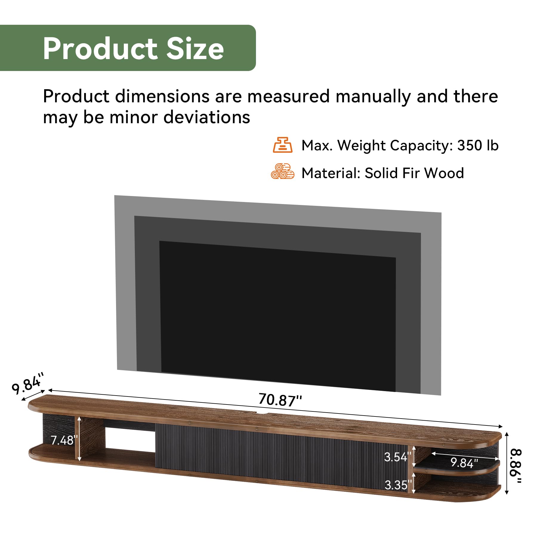 Product Size

Product dimensions are measured manually and there may be minor deviations

Max. Weight Capacity: 350 lb

Material: Solid Fir Wood

9.84" x 7.48" x 70.87" x 3.54" x 3.35" x 9.84" x 8.86"