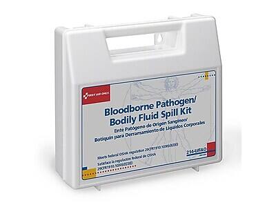 Bloodborne Pathogen/Bodily Fluid Spill Kit  
Ente Patógeno de Origen Sangíneo/ Liquidos Corporales  
Botiquín para Derramamiento de Liquidos Corporales  

Meets federal OSHA regulation 29 CFR 1910.1030  
Satisface la regulación federal de OSHA 29 CFR 1910.1030  

214-UFA0