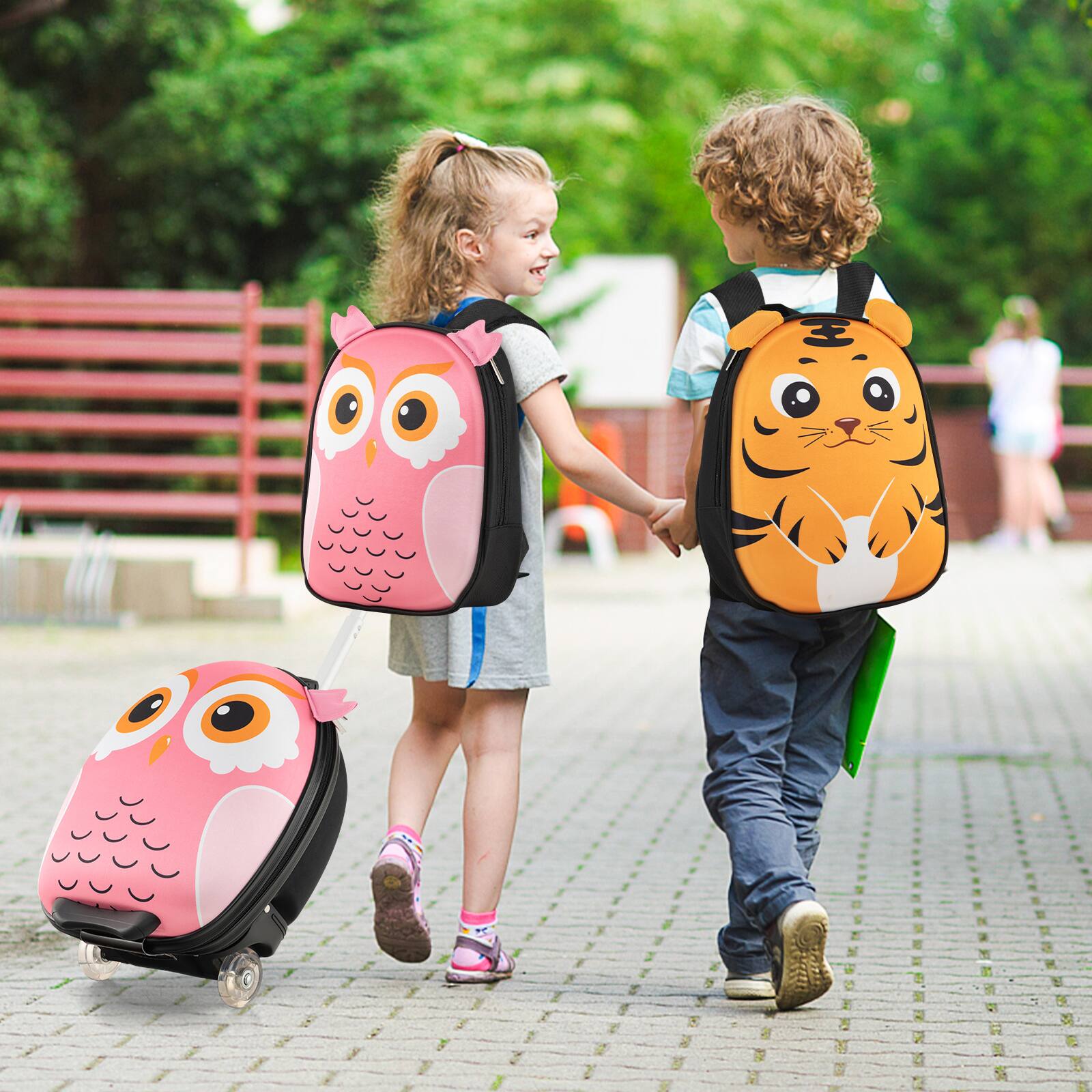 Alt View 1. Ecooso - Kids Rolling Suitcase, Lightweight Portable Carry-On Luggage for Children - Pink.