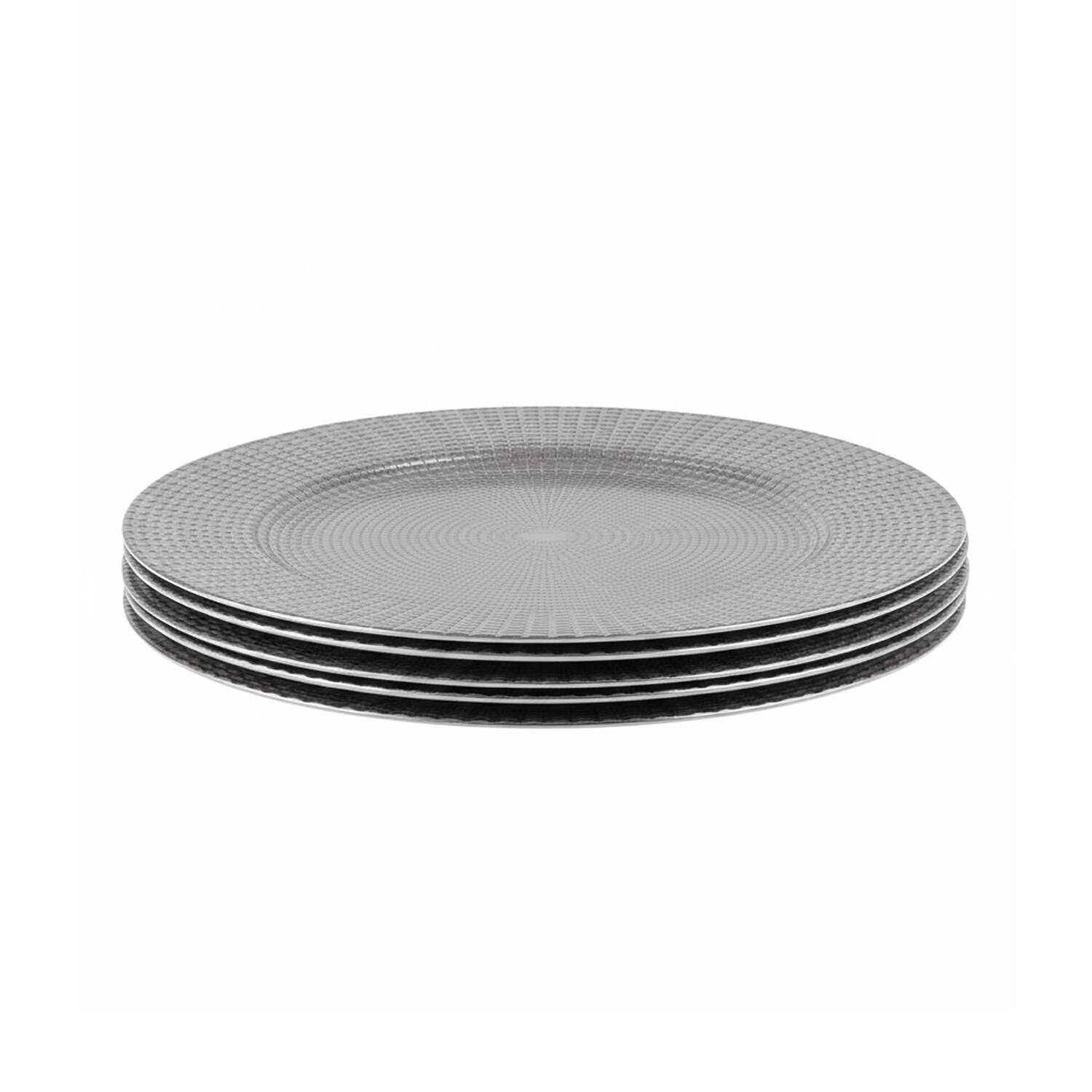 Angle. American Atelier - Estelle Silver Plated Set of 4 Charger Plates 13"D - Silver.