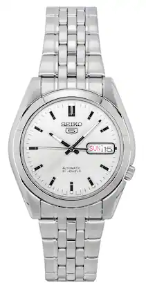 Seiko - 5 Automatic 21 Jewels SNK355 SNK355K1 SNK355K Men's Watch - Silver