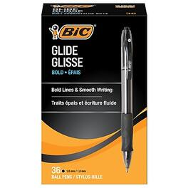 BIC - Glide Bold Retractable Ballpoint Pens, Bold Point, 1.6mm, 36/Pack - Black Ink