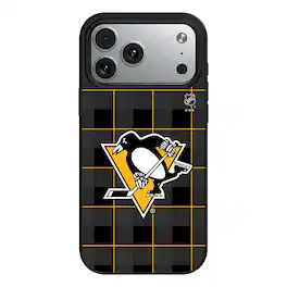 Keyscaper - NHL - Pittsburgh Penguins Plaid iPhone Magnetic Bump Case - 15 Plus - Black