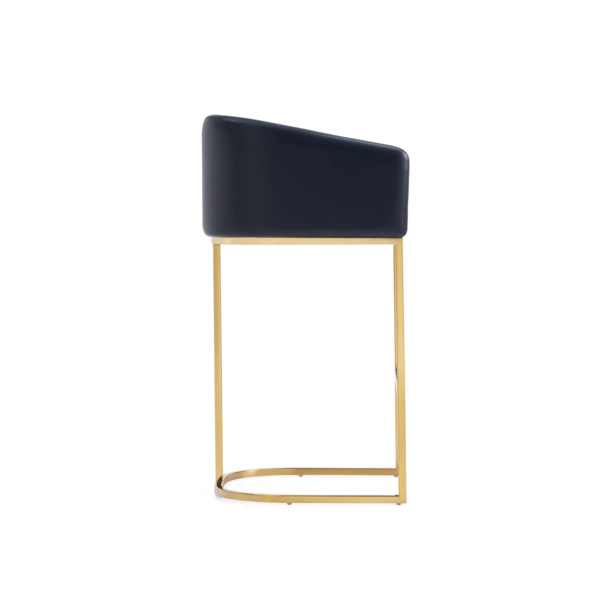Alt View 2. Manhattan Comfort - Louvre Mid-Century Modern Metal Upholstered Barstool - Black.
