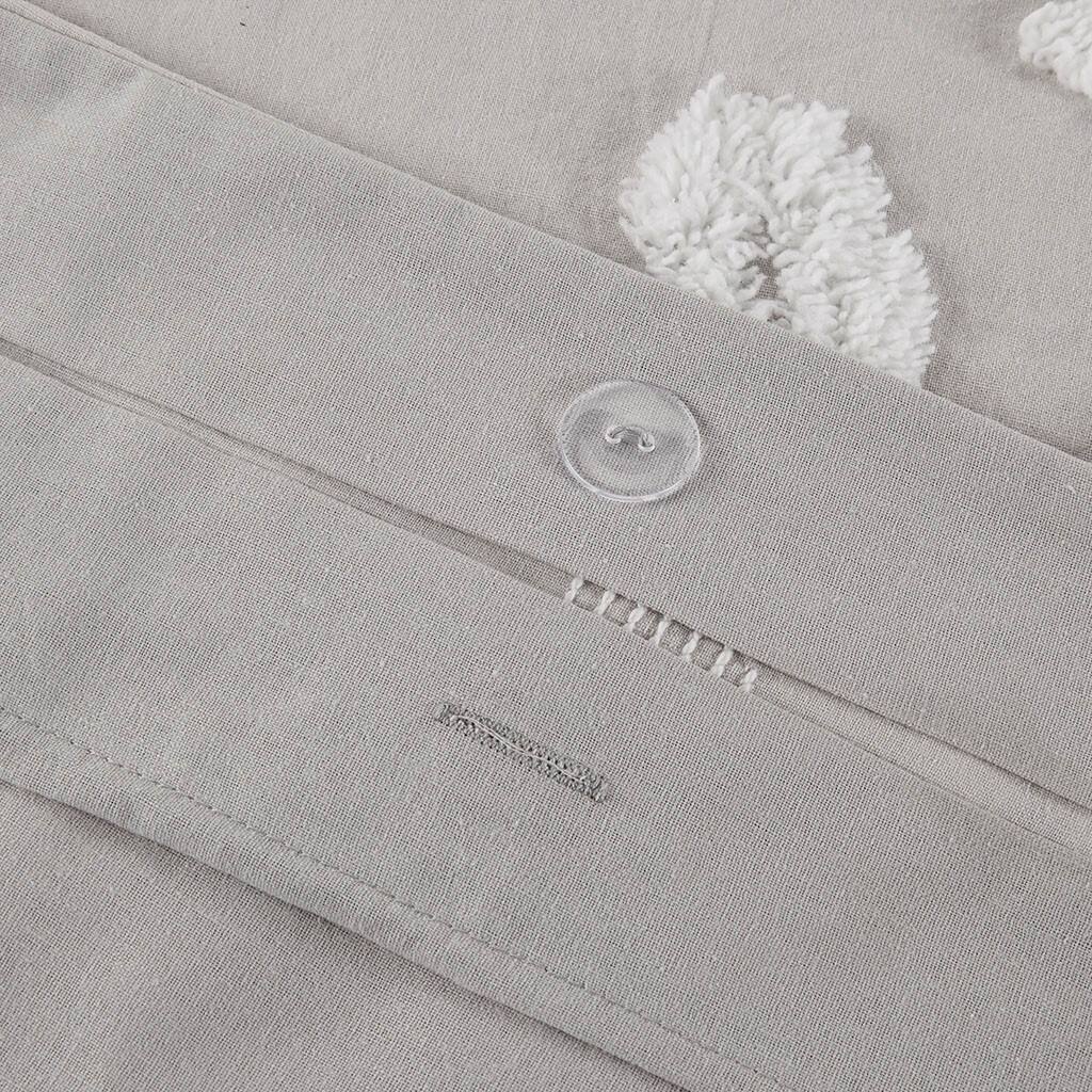 Alt View 5. Gracie Mills - Gracie Mills Anita 3-Piece Tufted Cotton Chenille Floral Duvet Cover Set - Warm Grey/White.