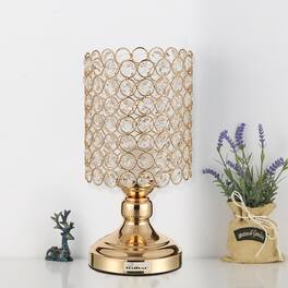Oumilen - Luxury Gold Crystal Table Lamp, Metal Base & UL Plug, Elegant Lighting for Bedroom, Living Room, Vanity