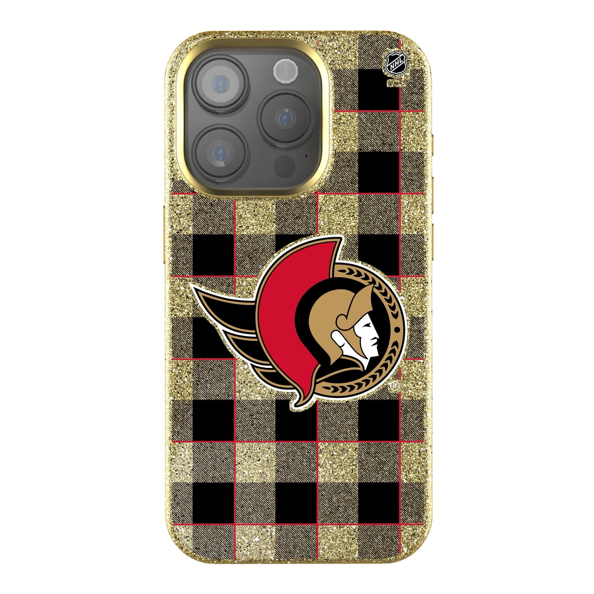 Front. Keyscaper - Ottawa Senators Plaid Bling iPhone Case - 14 - Multicolor.