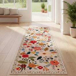 FINEAK - Boho Runner Rug for Hallways Kitchen Rug Non Slip Washable Rugs - Beige
