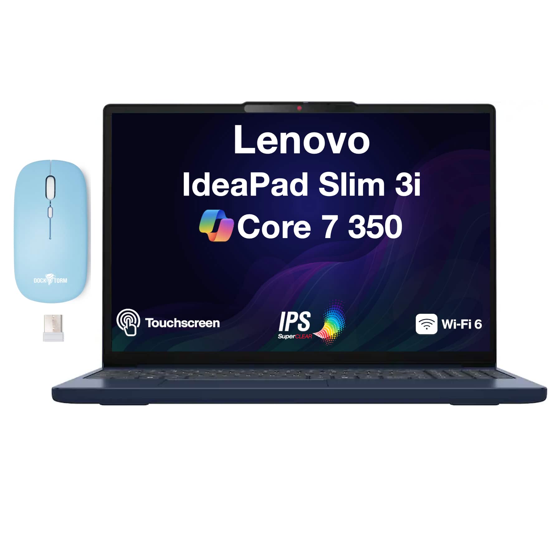 Lenovo - IdeaPad Slim 3i Laptop 15.3 WUXGA Display (Core 7 350, 16GB, 512GB SSD, Win 11 Home) w/Dockztorm Wireless Mouse - Cosmic Blue
