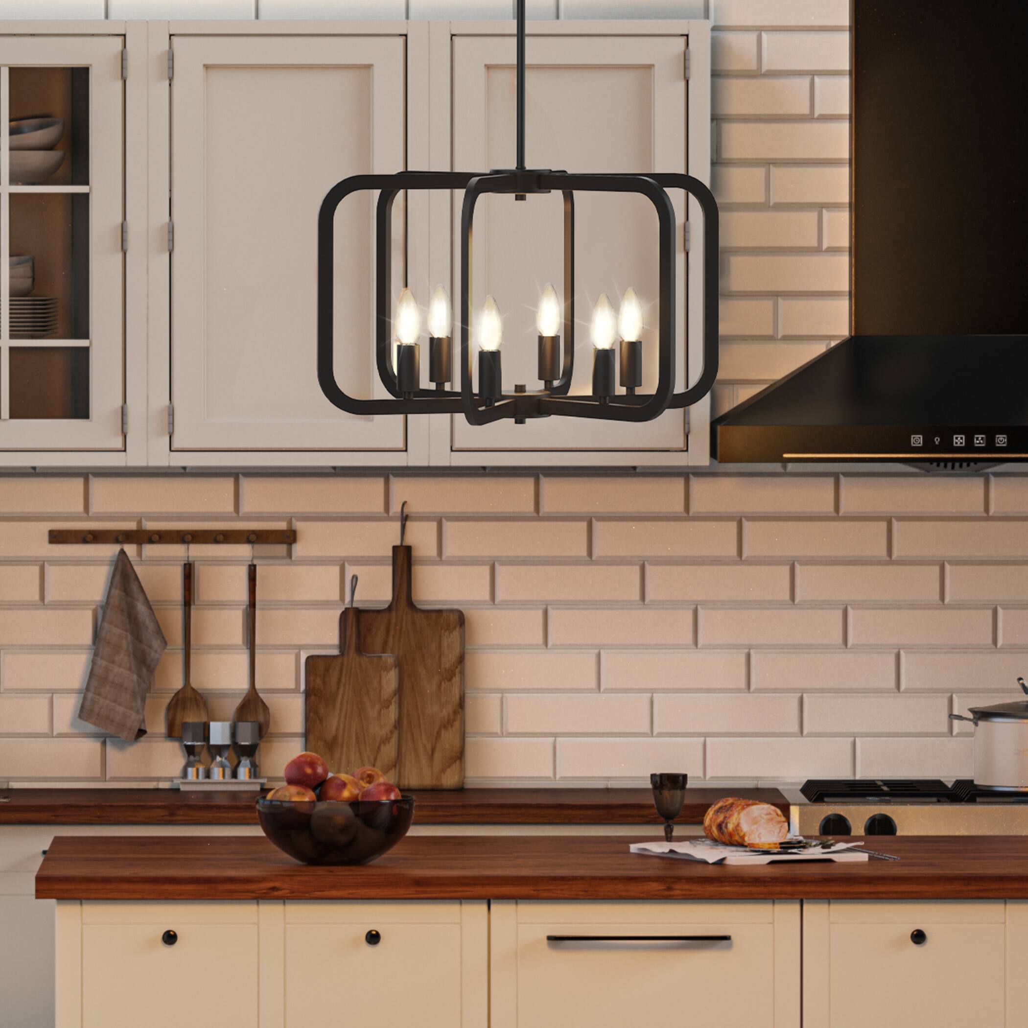 Angle. Lamp Depot - 6-Light Pendant Chandelier - Black.