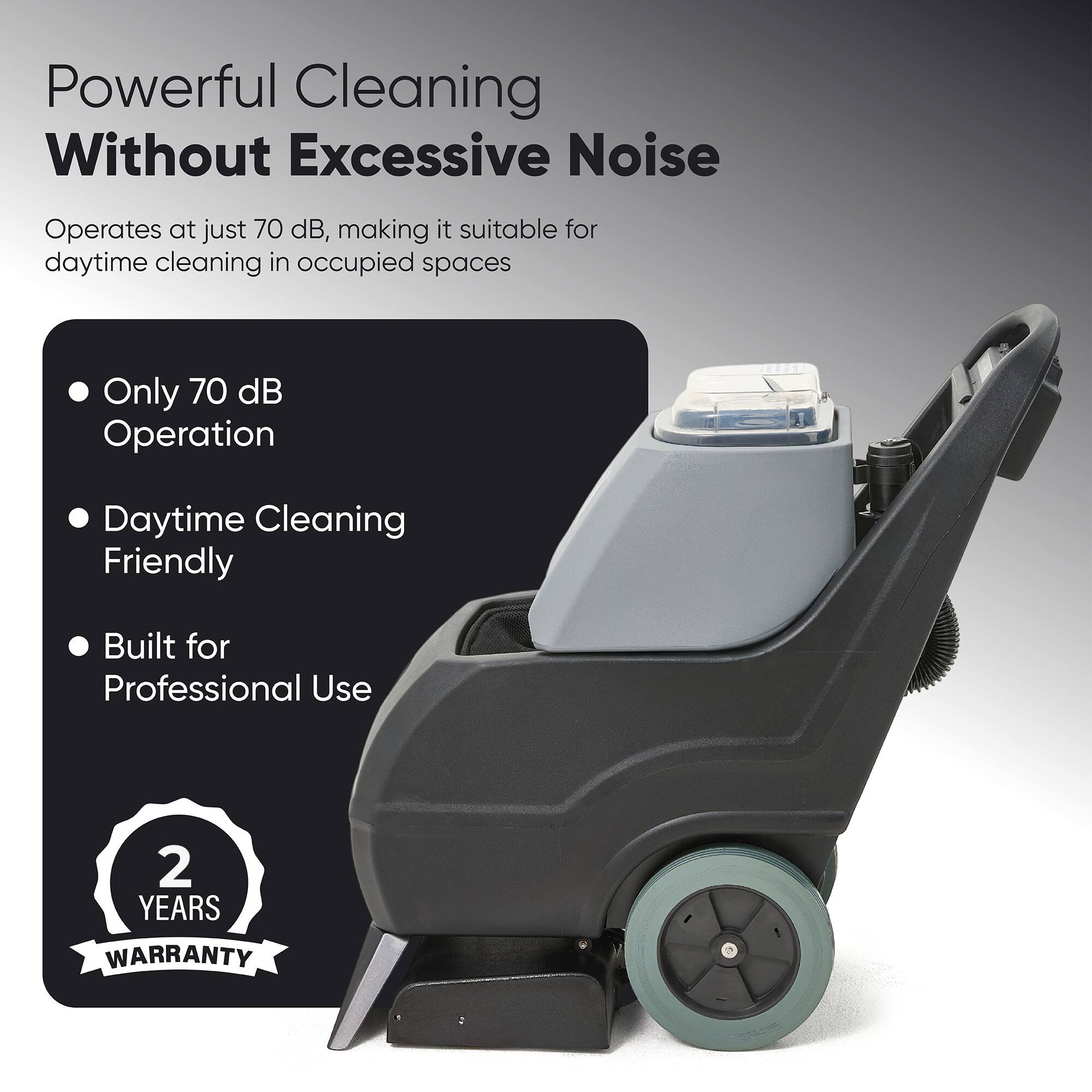 Powerful Cleaning Without Excessive Noise  
Operates at just 70 dB, making it suitable for daytime cleaning in occupied spaces  

- Only 70 dB Operation  
- Daytime Cleaning Friendly  
- Built for Professional Use  

2 YEARS WARRANTY