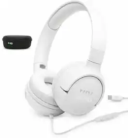 JBL - Tune 520C USB-C Wired On-Ear Headphones with Case - White