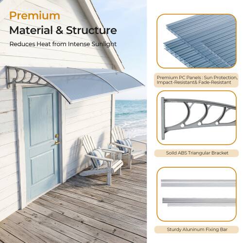 Premium Material & Structure Reduces Heat from Intense Sunlight

Premium PC Panels: Sun Protection, Impact-Resistant & Fade-Resistant

Solid ABS Triangular Bracket

Sturdy Aluminum Fixing Bar
