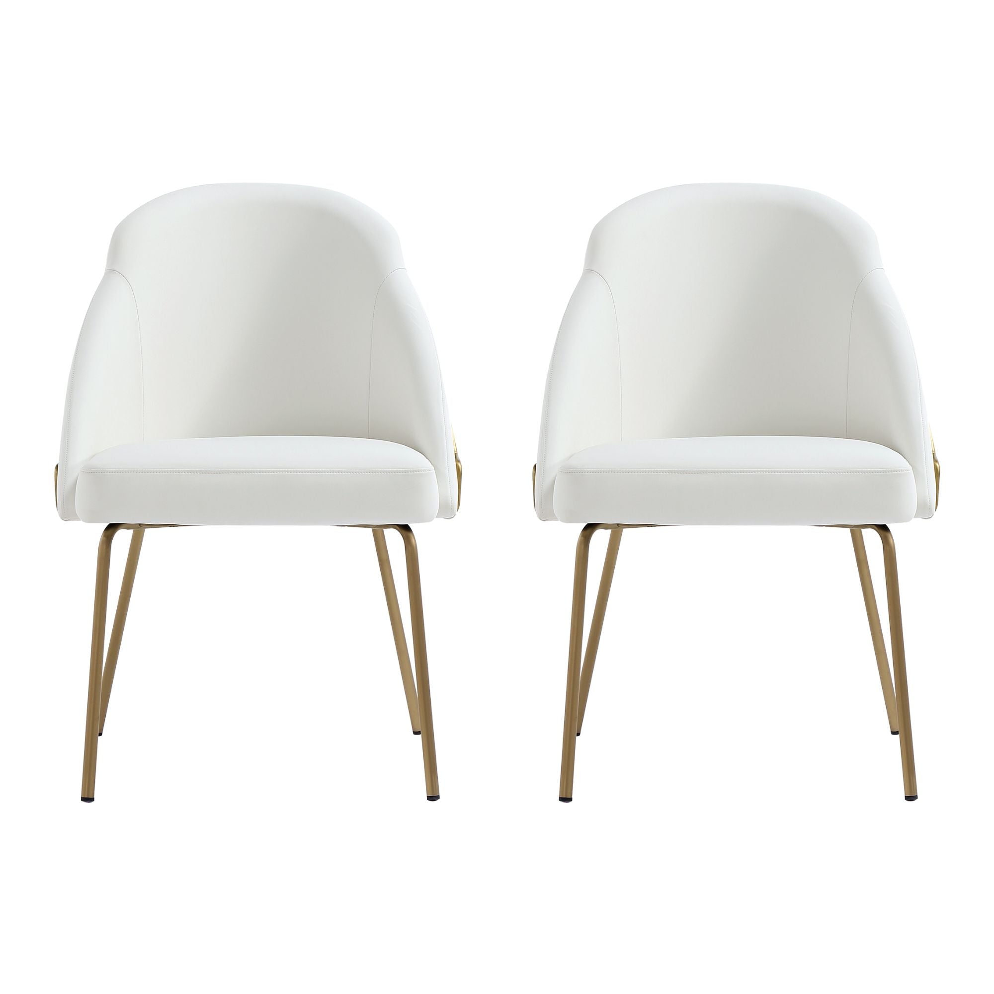 Front. Manhattan Comfort - Gracie Modern Metal Vegan Leather Dining Chair - Set of 2 - White and Gold.