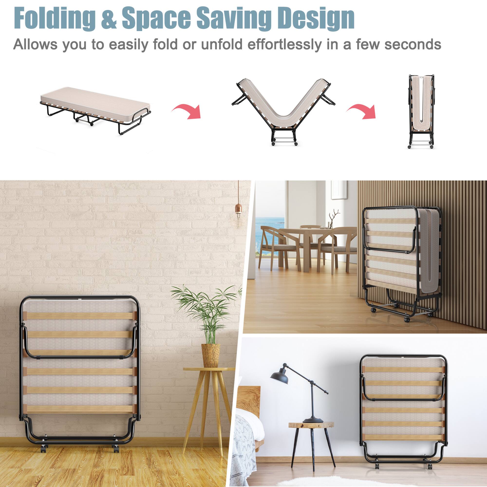 Folding & Space Saving Design  
Allows you to easily fold or unfold effortlessly in a few seconds