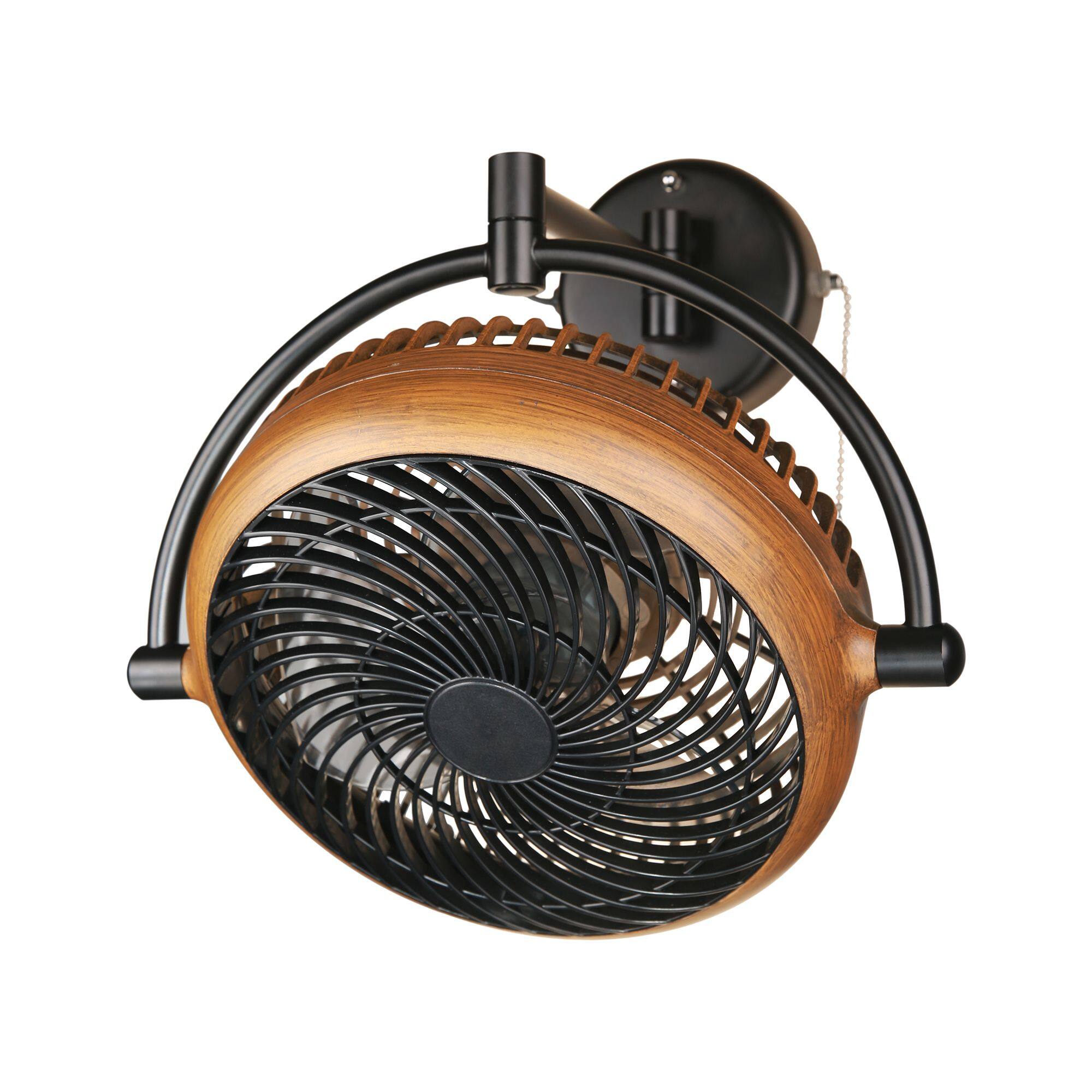 Parrot Uncle - 10" Industrial Wall Mount Indoor Fans with Plug in Cord - Walnut