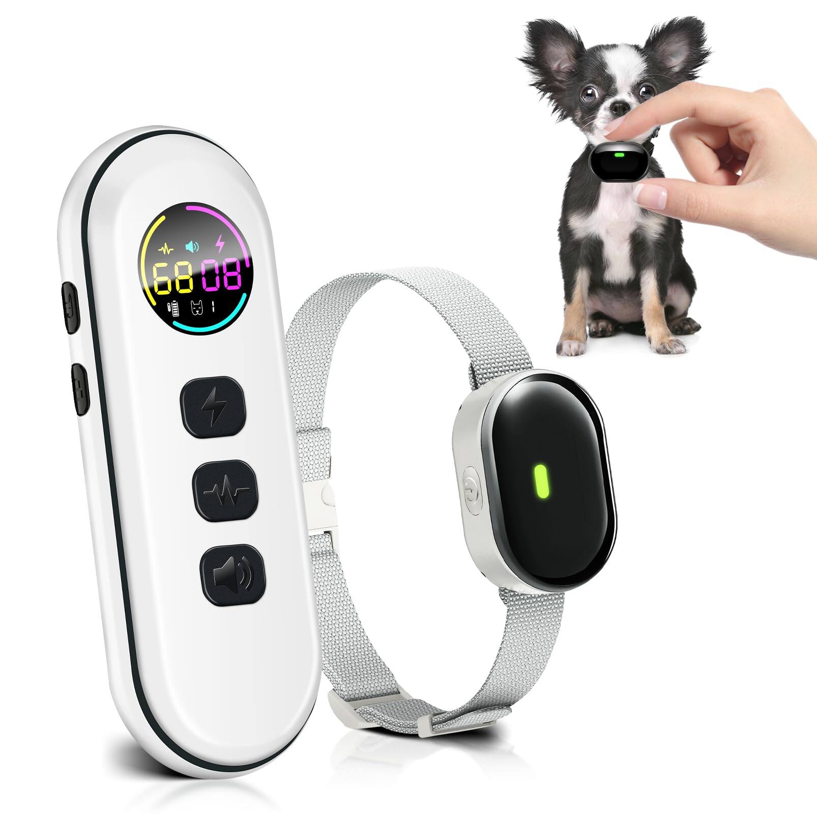 Front. GlowWise - Ultra-Light Remote Dog Training Collar for 5-15lbs Dogs, 198-Level Control, Waterproof & Rechargeable (Remote-Only) - White.