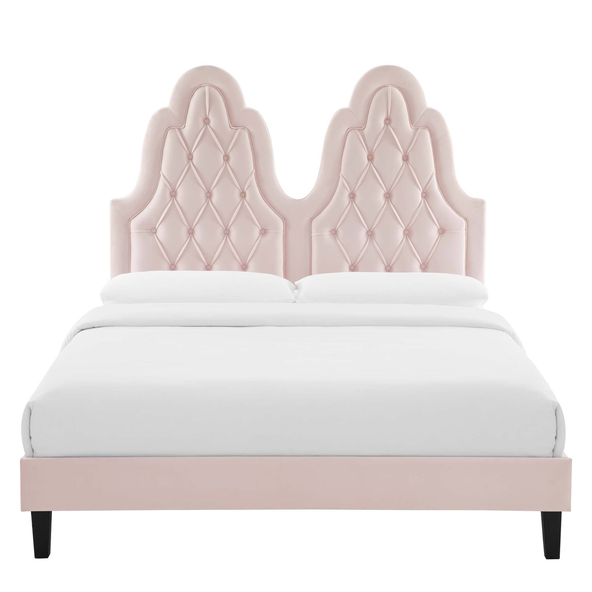 Alt View 5. Modway - Sofia Channel Tufted Performance Velvet Full Platform Bed - White.