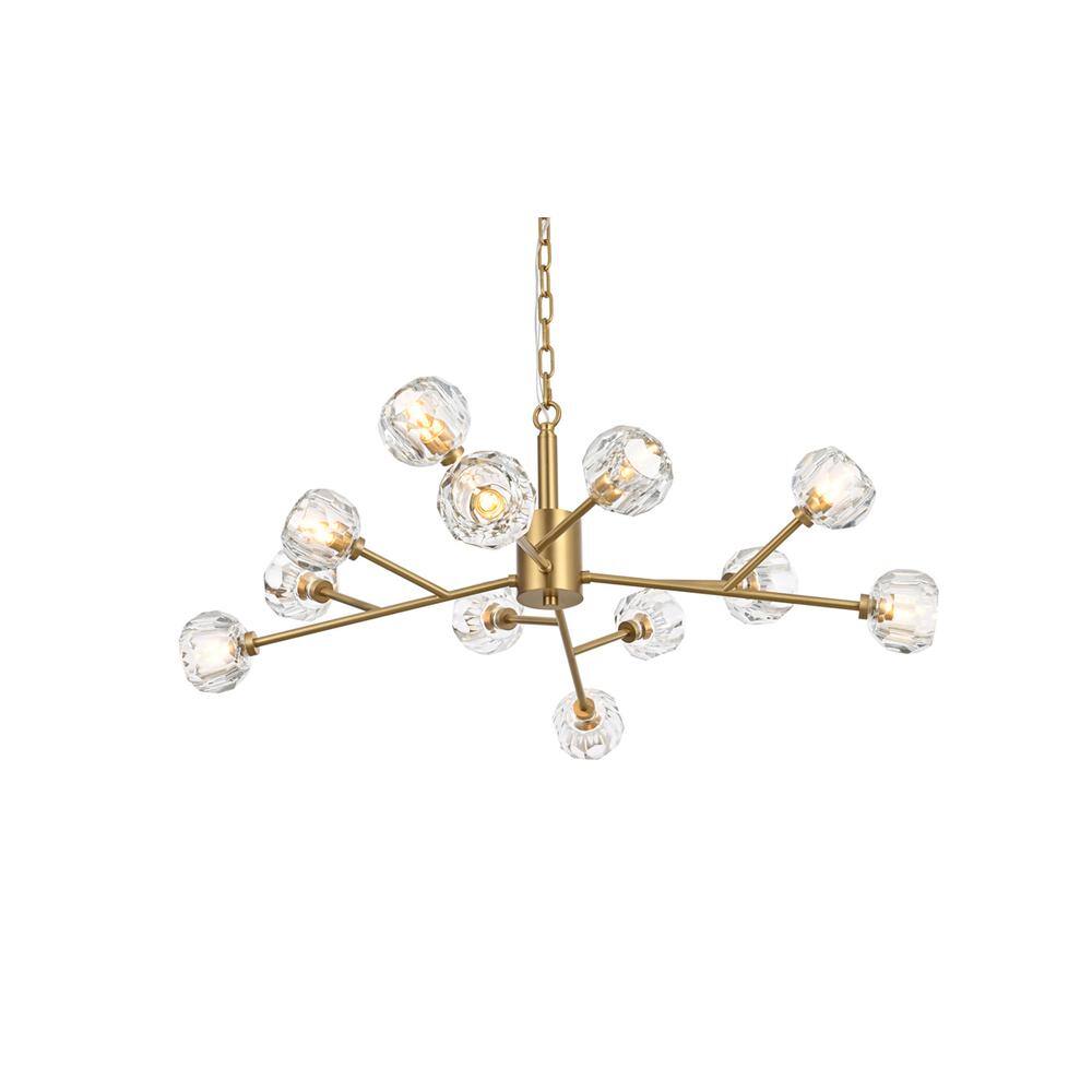 Alt View 4. Elegant Lighting - Graham 12 Light Pendant in Gold - Gold And Clear.