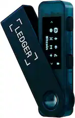 The text on the image reads "Ledger" and "Bitcoin."