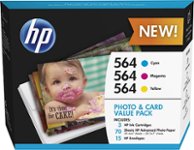 Front Zoom. HP - 564 3-Pack Ink Cartridges + Photo Paper - Cyan/Magenta/Yellow.