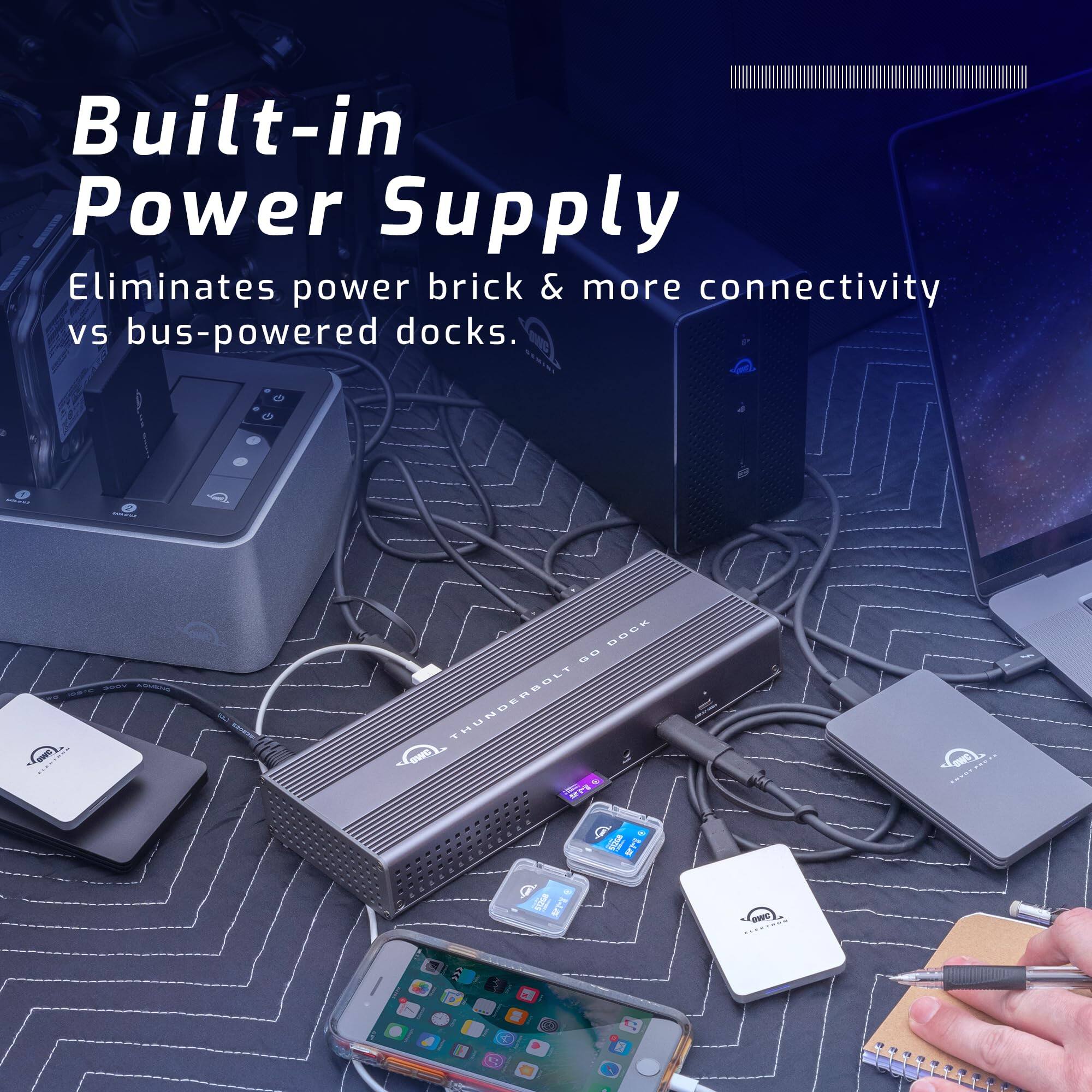 Built-in Power Supply  
Eliminates power brick & more connectivity vs bus-powered docks.