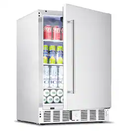 VEVOR - 24-Inch Indoor/Outdoor Beverage Refrigerator, 150 QT Freestanding or Undercounter Beverage Fridge - Stainless Steel Silver