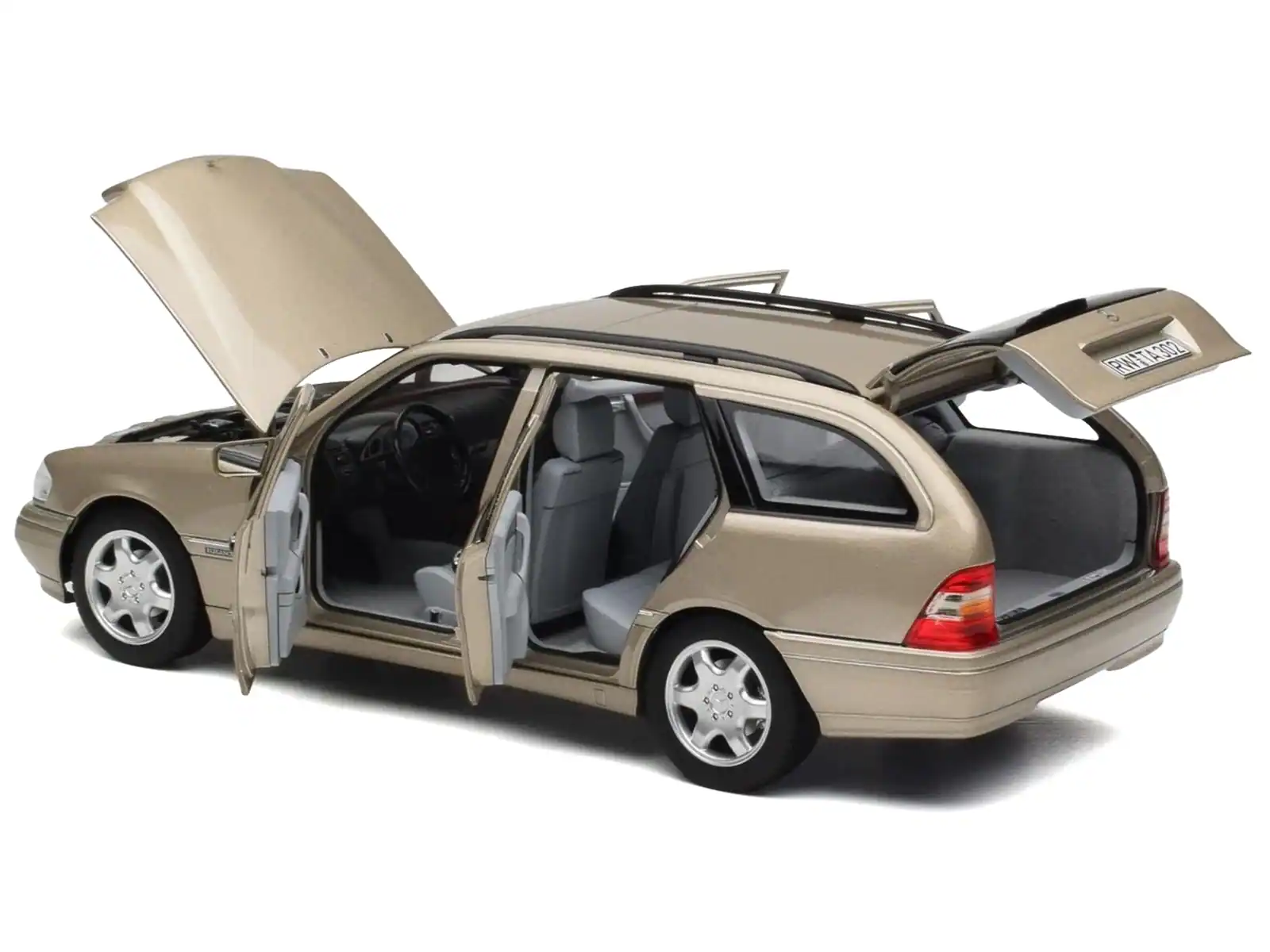 Alt View 3. Norev - 1997 Mercedes-Benz C-Class T-Model Smoke Silver Metallic 1/18 Diecast Model Car by Norev.