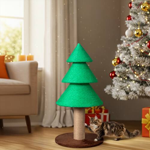 Alt View 8. Winado - Portable 31.5in Christmas Cat Tree Large Sisal Cat Scratching Post, Tower for Cats Toy Indoor Party Holiday Decoration - Green.