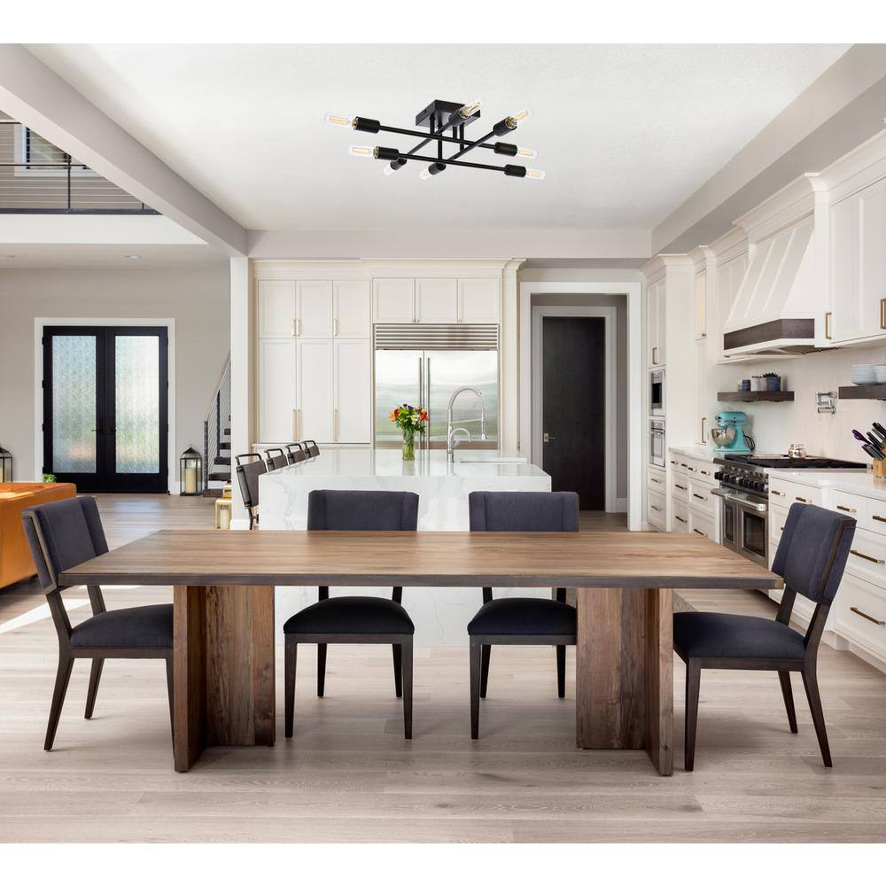 Left. Living District - Script 8 lights black flush mount - Black.