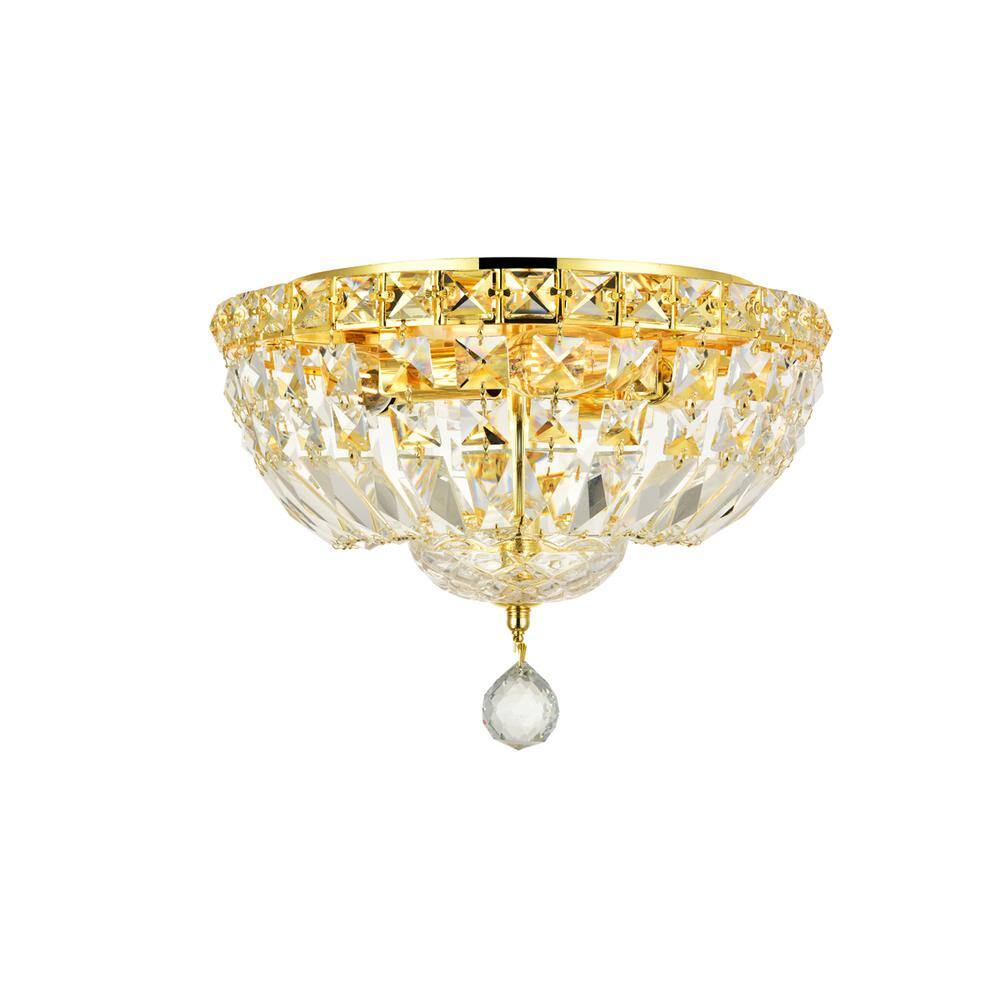 Alt View 1. Elegant Lighting - Tranquil 4 light Gold Flush Mount Clear Royal Cut Crystal - Gold.