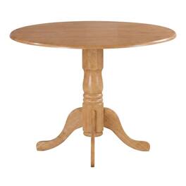 FurniFact - Solid Wood Round Drop-Leaf Kitchen Nook 3-Piece - Oak