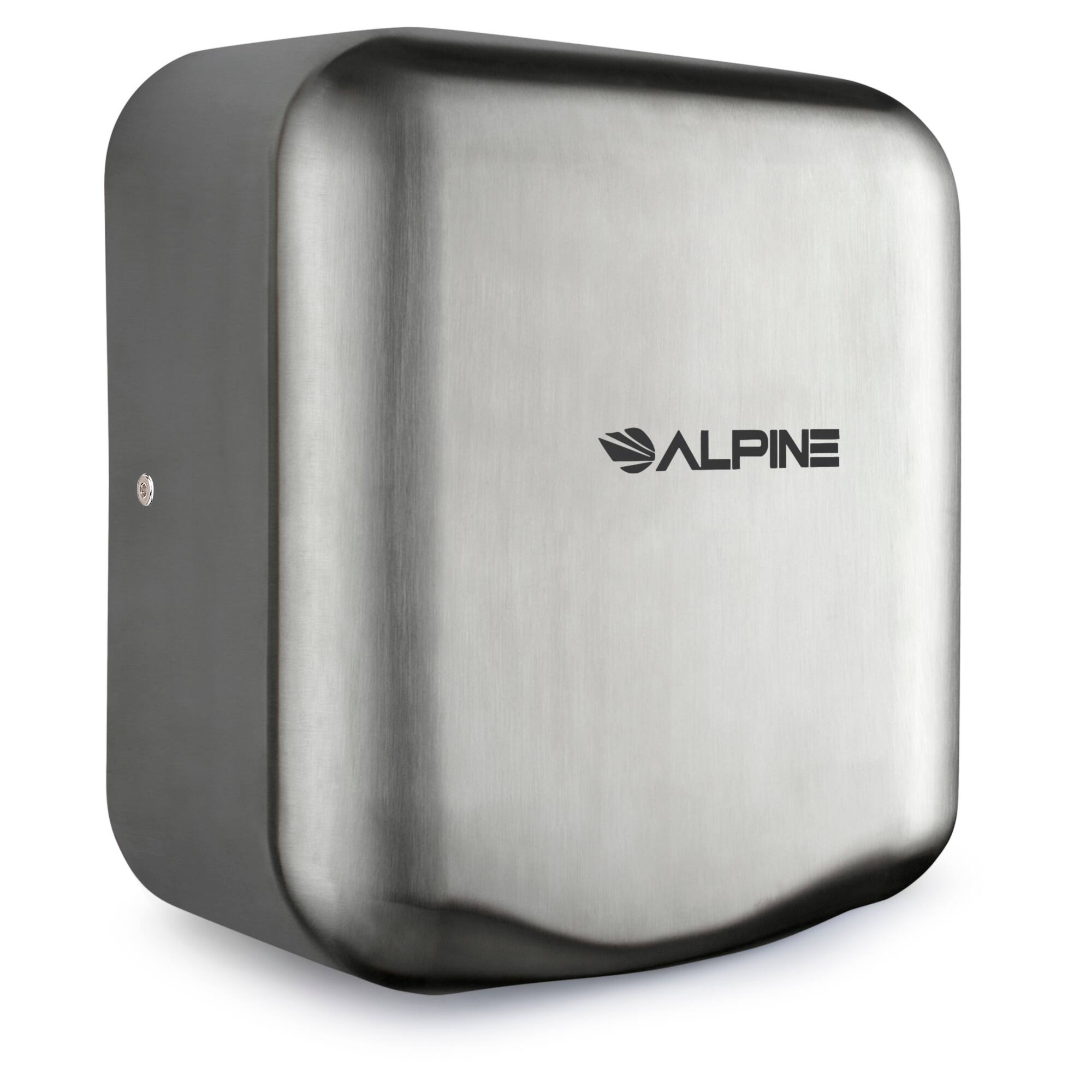 Left. Alpine Industries - Hemlock Commercial Automatic High-Speed 120V Electric Hand Dryer 2 Pack - Stainless Steel.