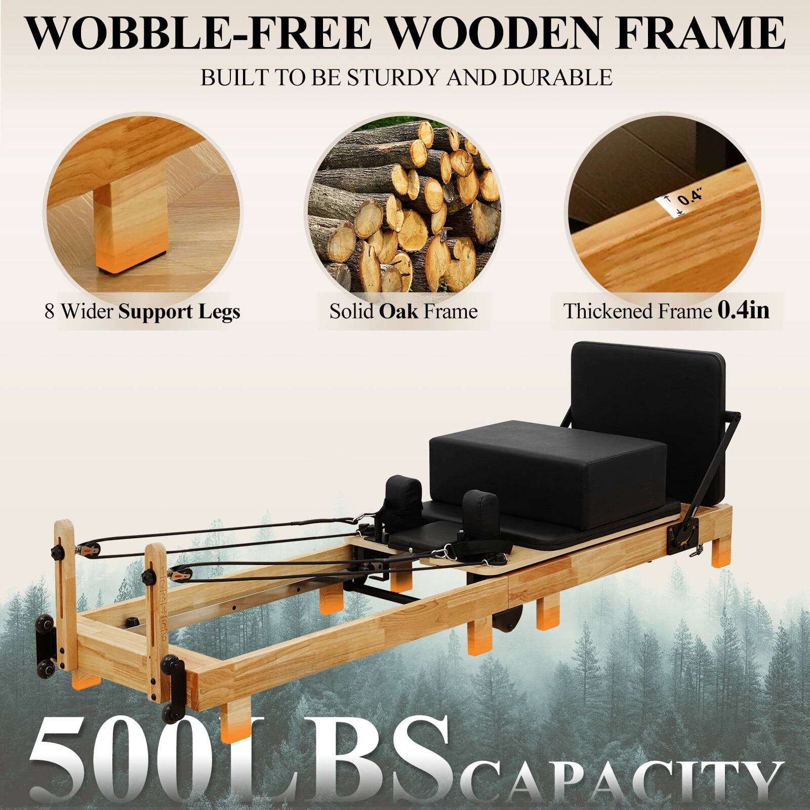 WOBBLE-FREE WOODEN FRAME, BUILT TO BE STURDY AND DURABLE, 8 WIDER SUPPORT LEGS, SOLID OAK FRAME, THICKENED FRAME 0.4in, 500LBS CAPACITY